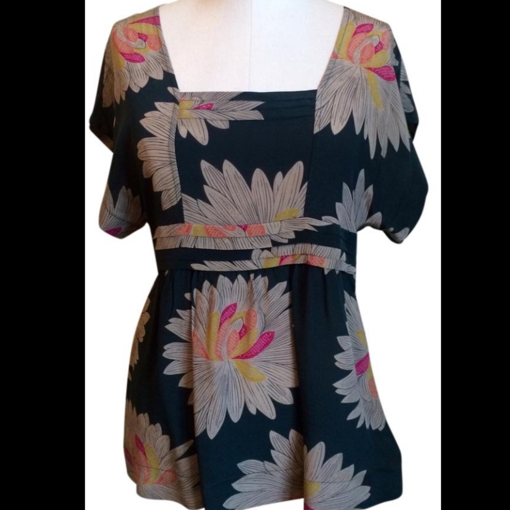 Odille green floral top anthro 2
